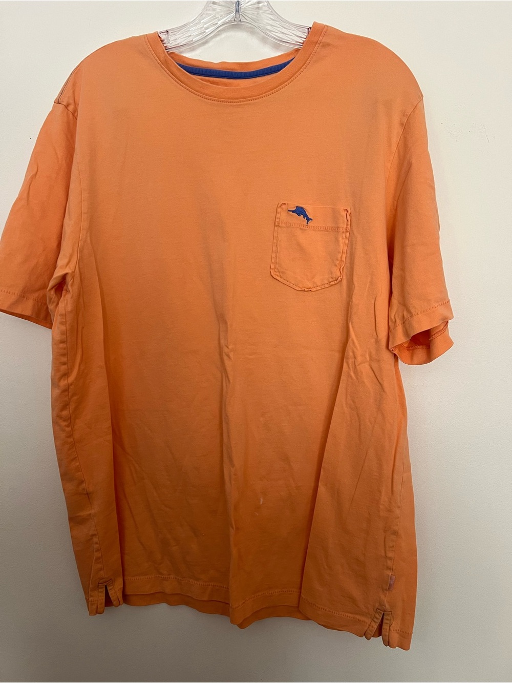Tommy Bahama Short-Sleeve Pocket T-Shirt in Bright Orange with Blue Logo